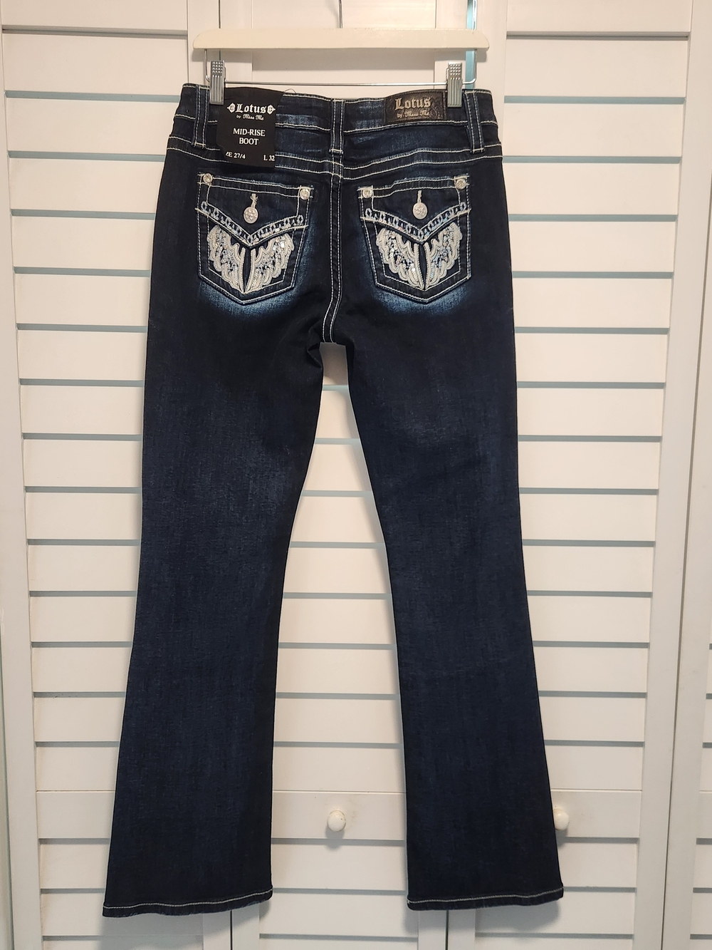 Miss Me Dark Wash Bootcut Jeans with Embroidered Back Pockets